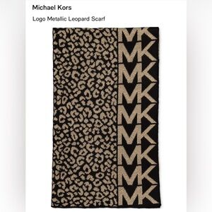 Michael Kors Black and Gold Leopard Print Scarf